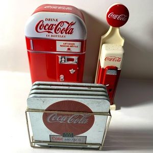 Coca Cola Salt and Pepper shakers, Napkin Holder and Drink Coasters